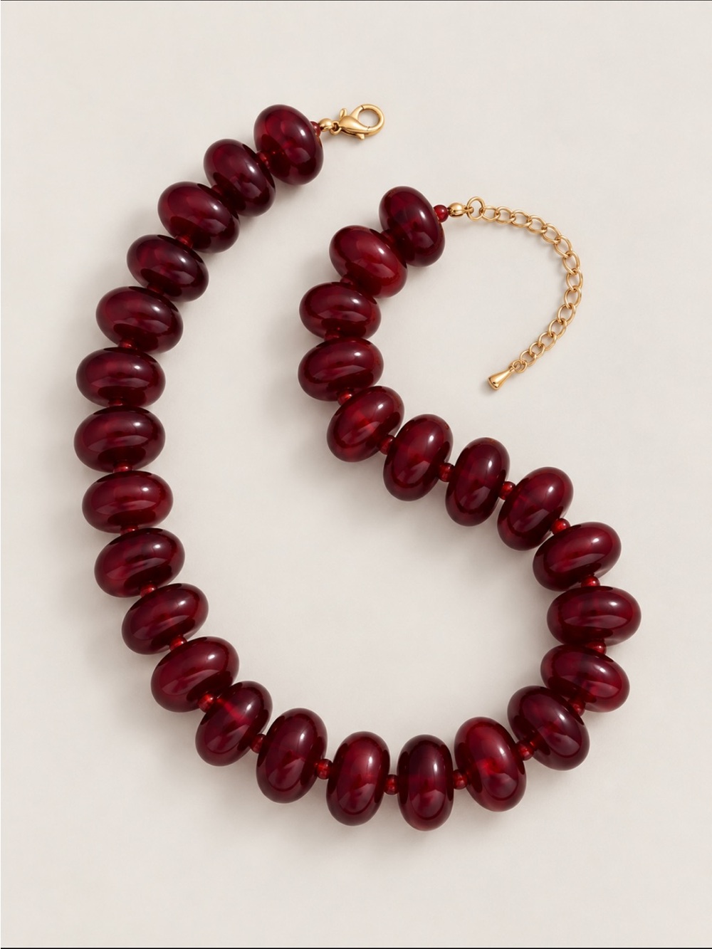 New! Cranberry Red Wine Beaded Dopamine Statement Necklace NWOT